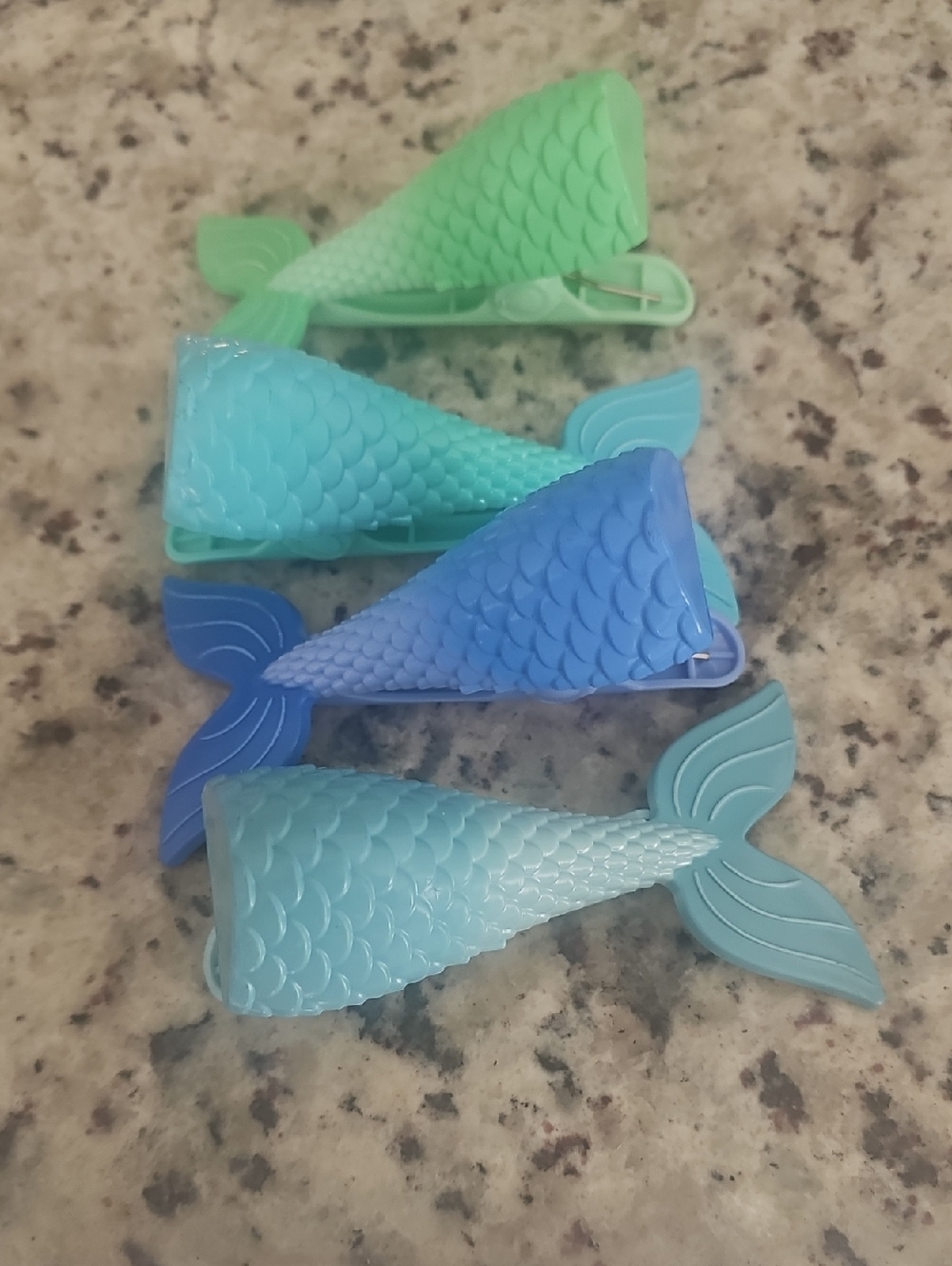 Mermaid Tail Beach Towel Clips - Aqua & Teal Ombre Set of 4
